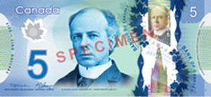 a canadian $5 bill